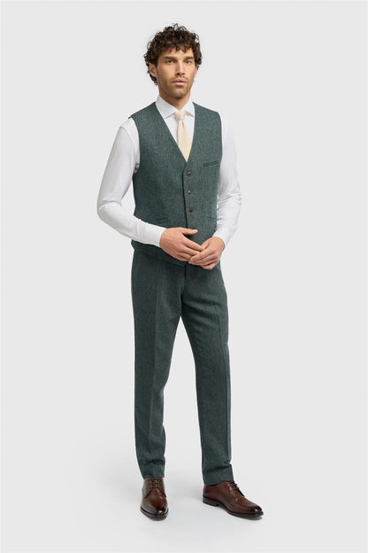 Thomas Lush Olive Tweed Waistcoat