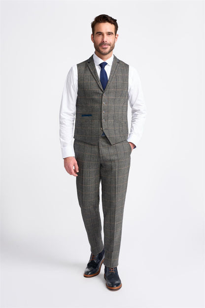 Grey Tweed Check Waistcoat