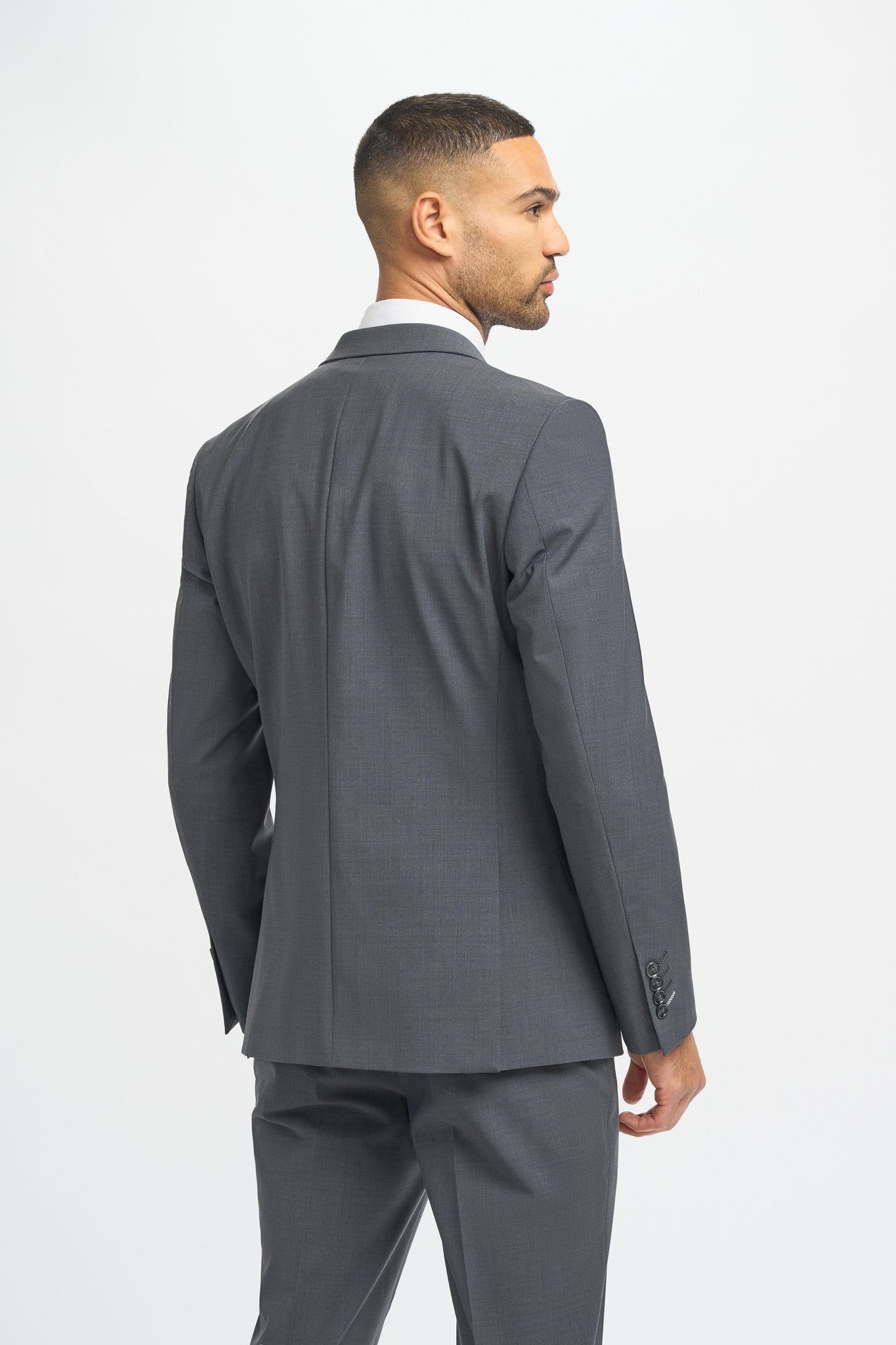 Bond Wool Rich Charcoal Double Breasted Suit