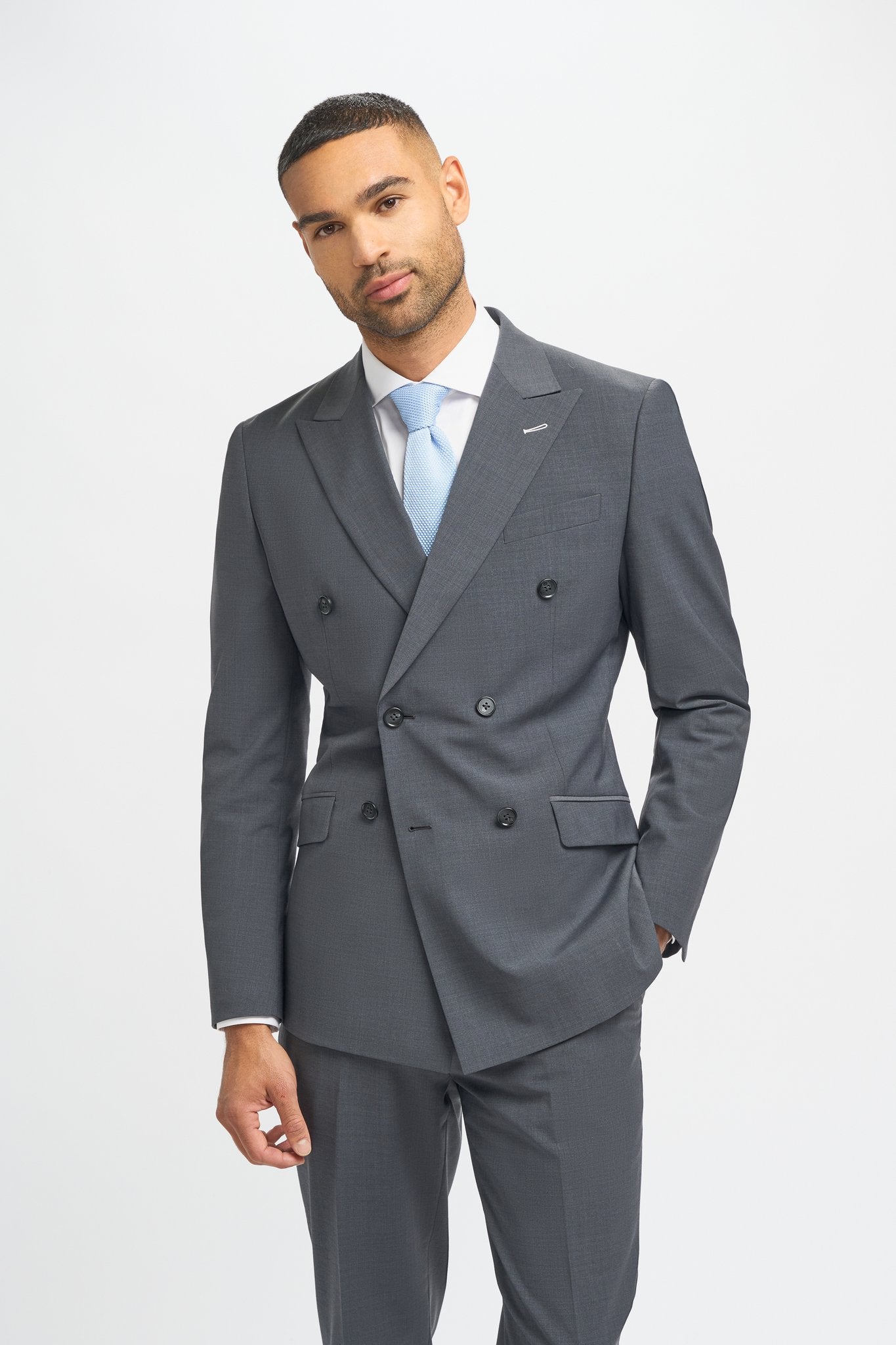 Bond Wool Rich Charcoal Double Breasted Suit