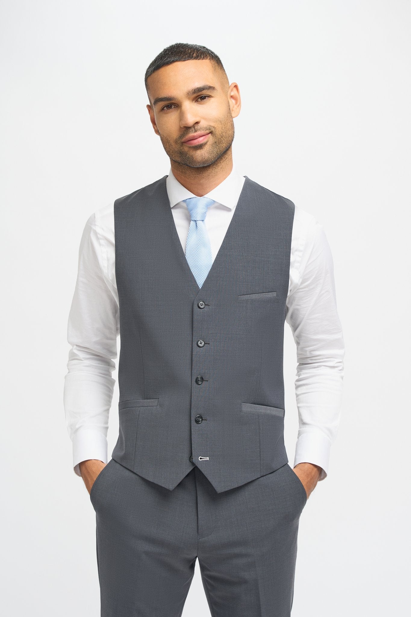 Bond Charcoal Three-Piece Suit