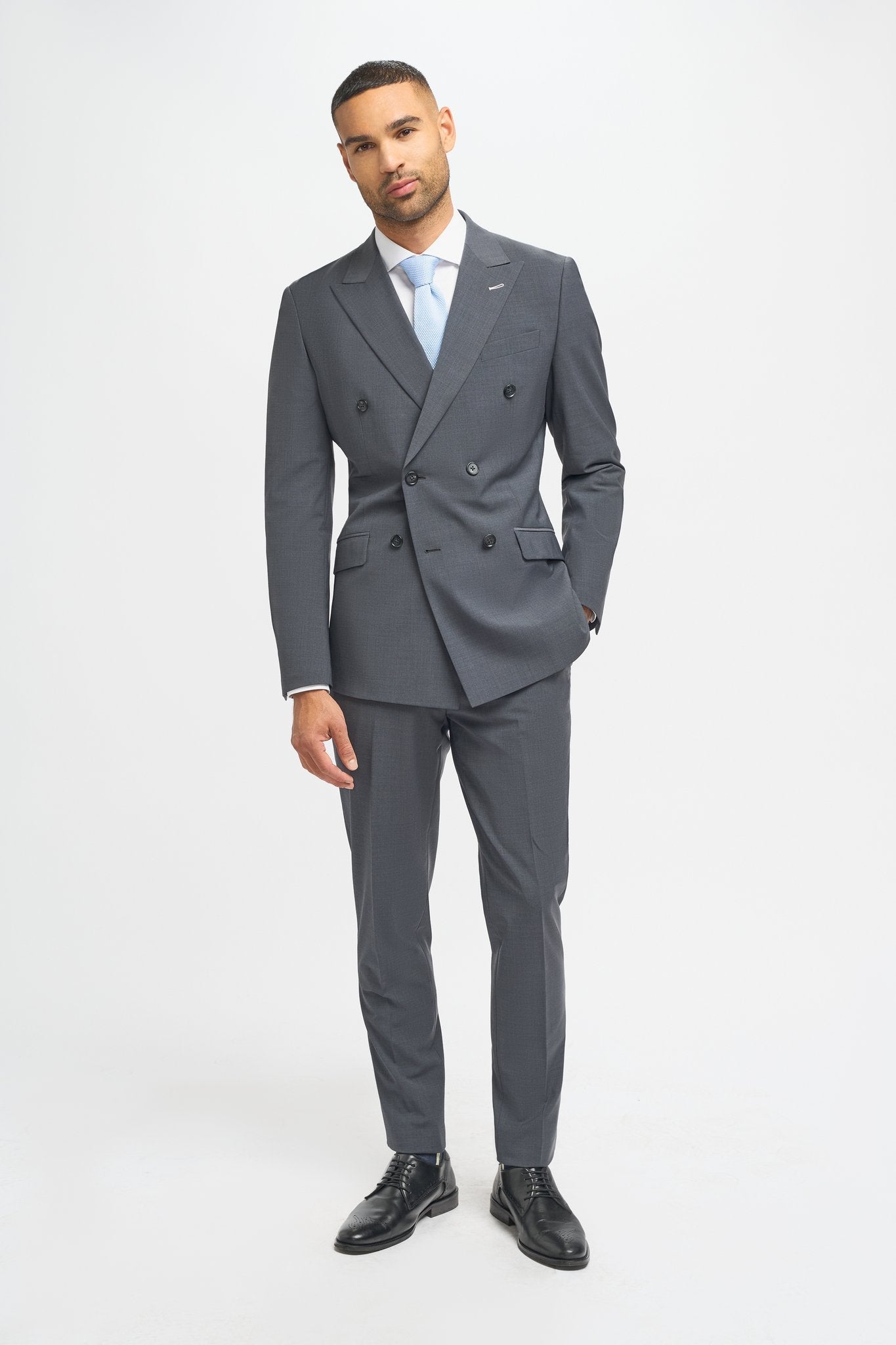 Bond Wool Rich Charcoal Double Breasted Suit
