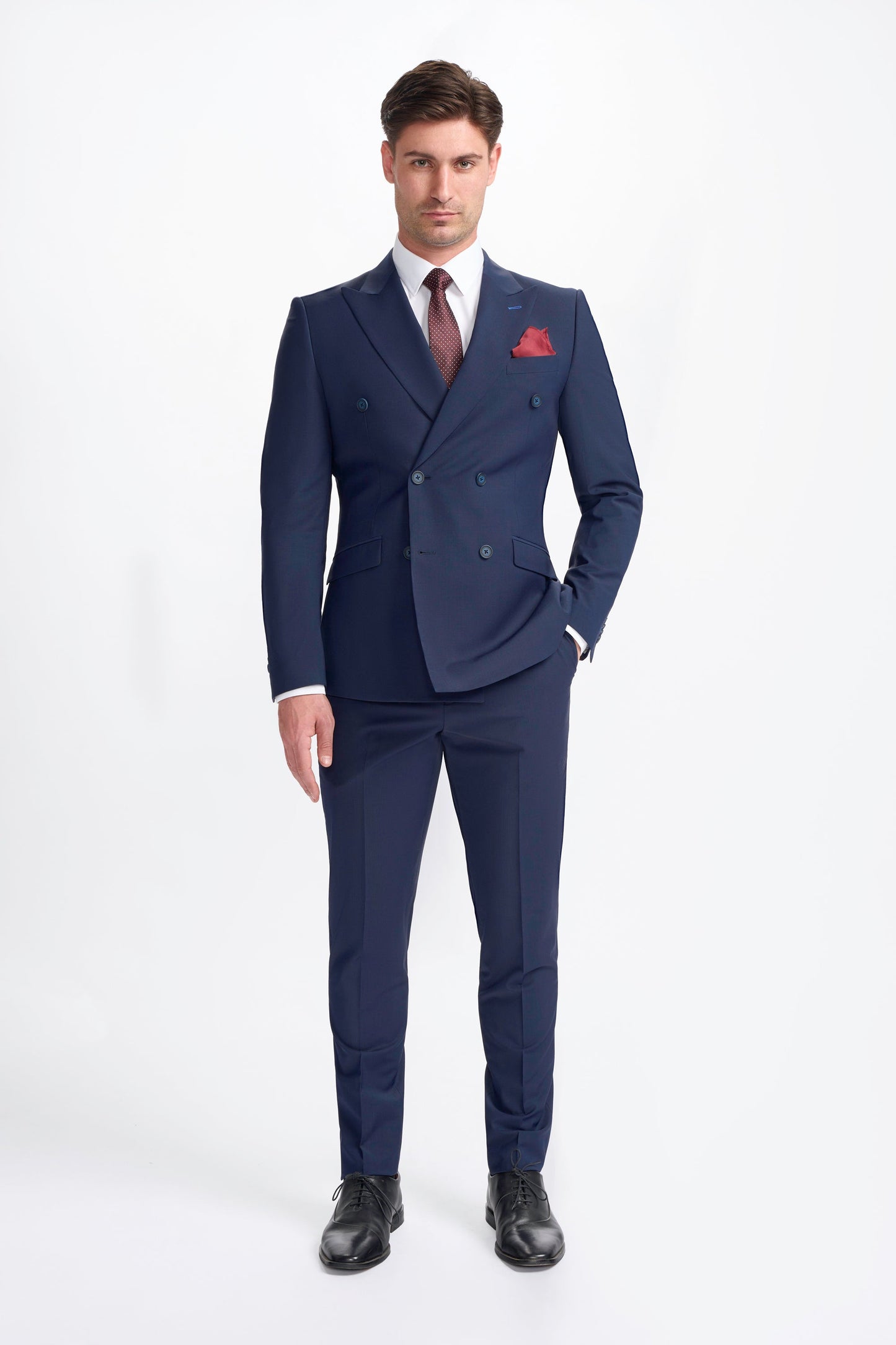 Bond Wool Rich Navy Double Breasted Two Piece Suit