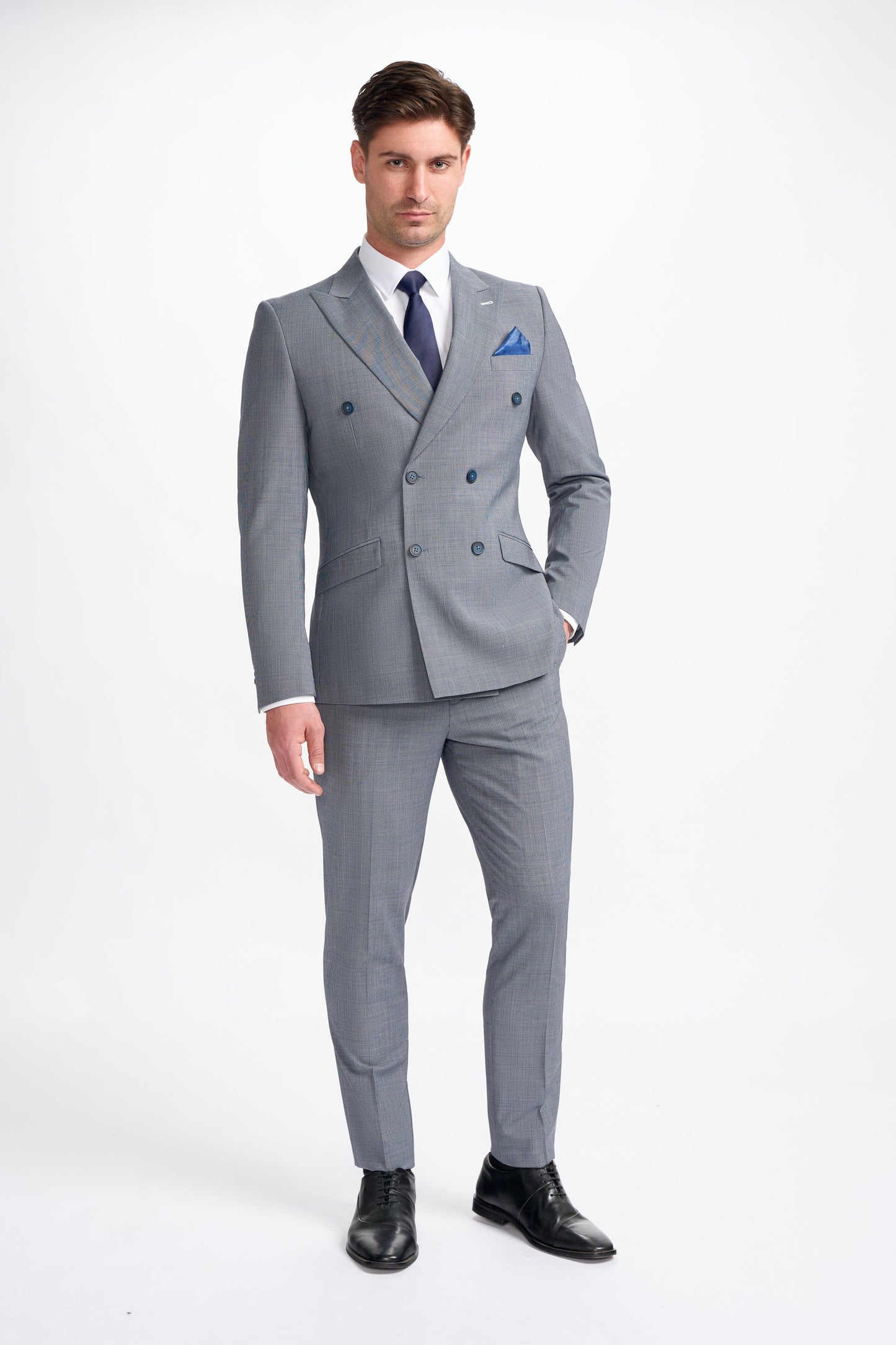 Bond Wool Rich Puppy Tooth Double Breasted Two Piece Suit