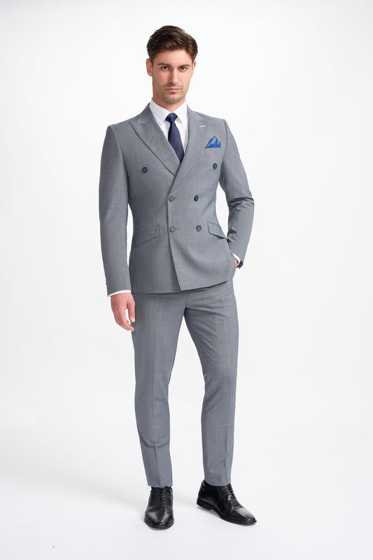Bond Wool Rich Puppy Tooth Double Breasted Two Piece Suit