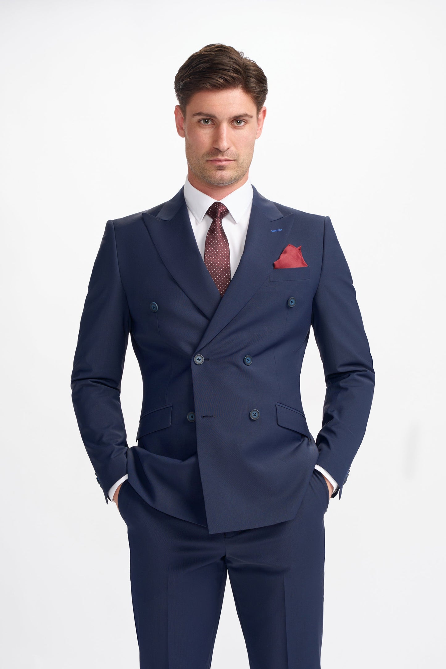 Bond Wool Rich Navy Double Breasted Two Piece Suit