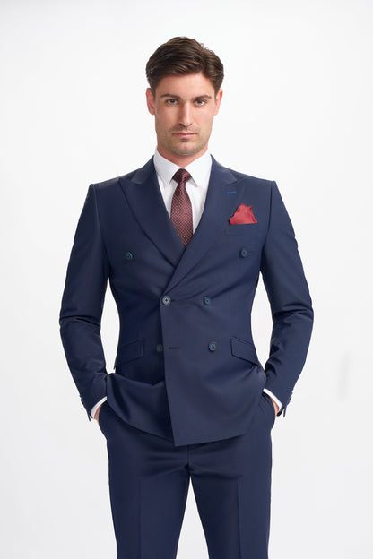 Bond Wool Rich Navy Double Breasted Two Piece Suit