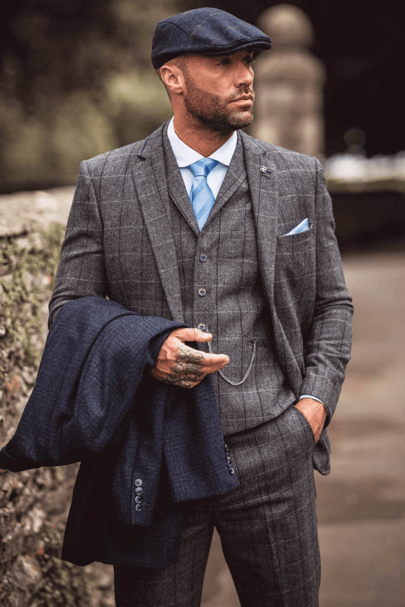 Albert Grey Tweed Check Suit by Cavani