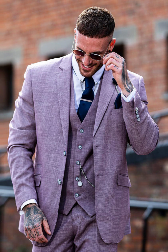 Mens Cavani Designer Lined Tailored Fit Light Grey Summer Wedding 3 Piece Suit 