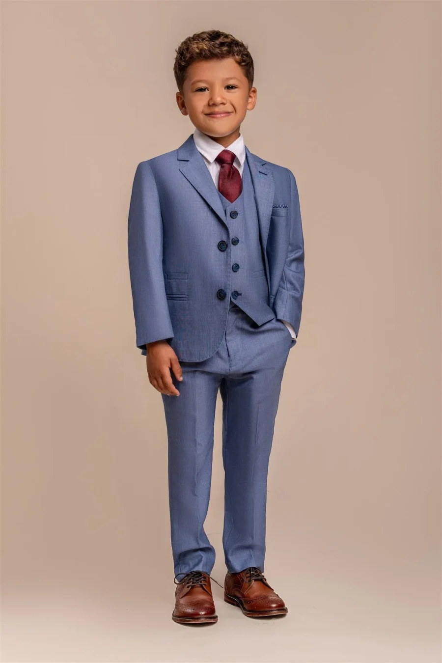 Boys Blue Jay Sky Blue 3 Piece Wedding Suit buy Cavani