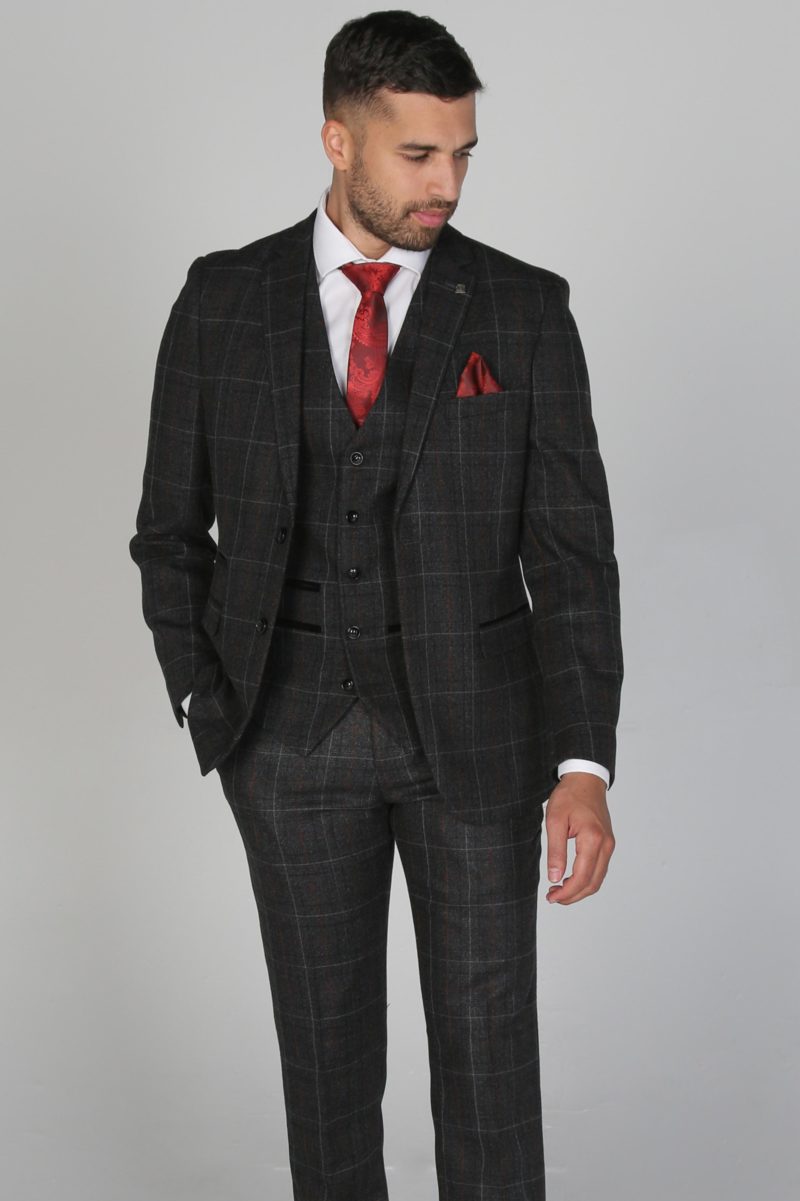 Harvey Grey Tweed Check Suit By Paul Andrew