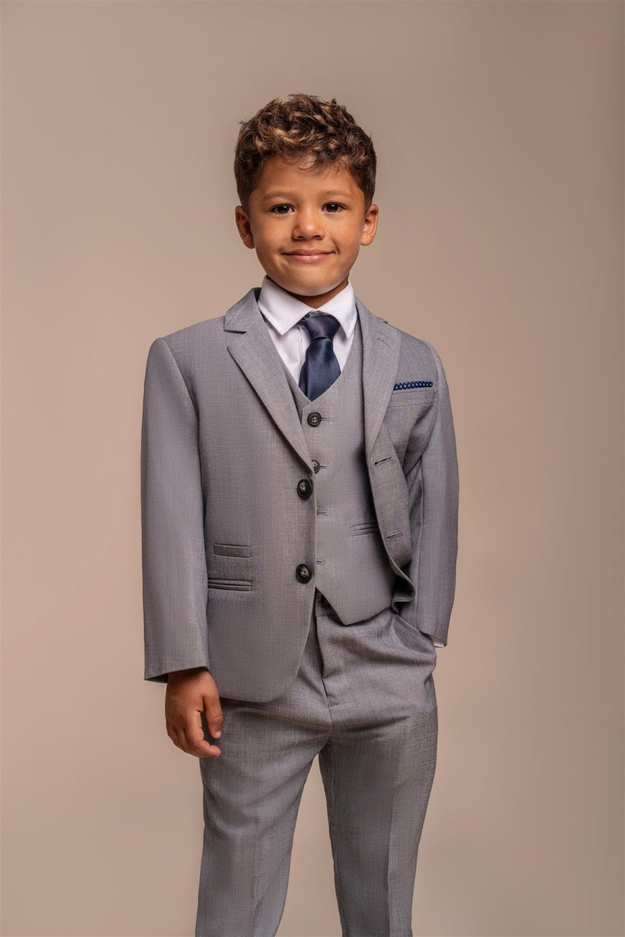 Boys Reegan Grey Classic Suit by Cavani