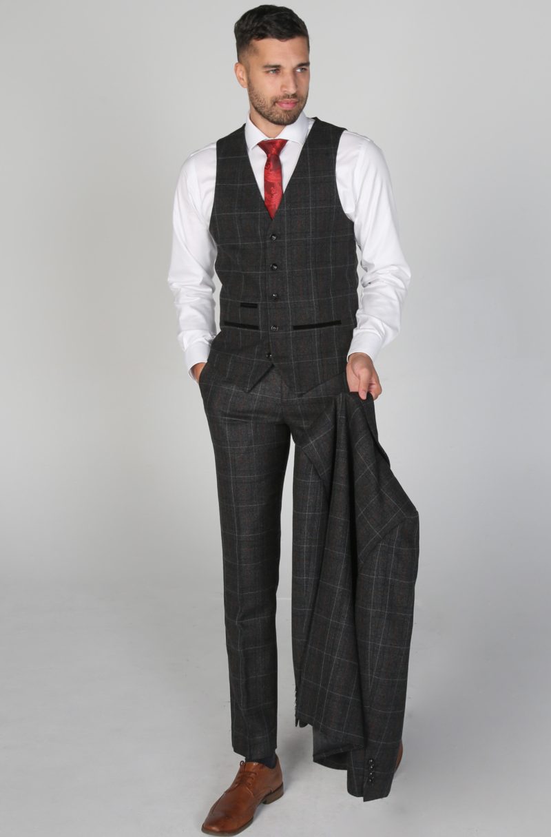 Harvey Grey Tweed Check Suit By Paul Andrew