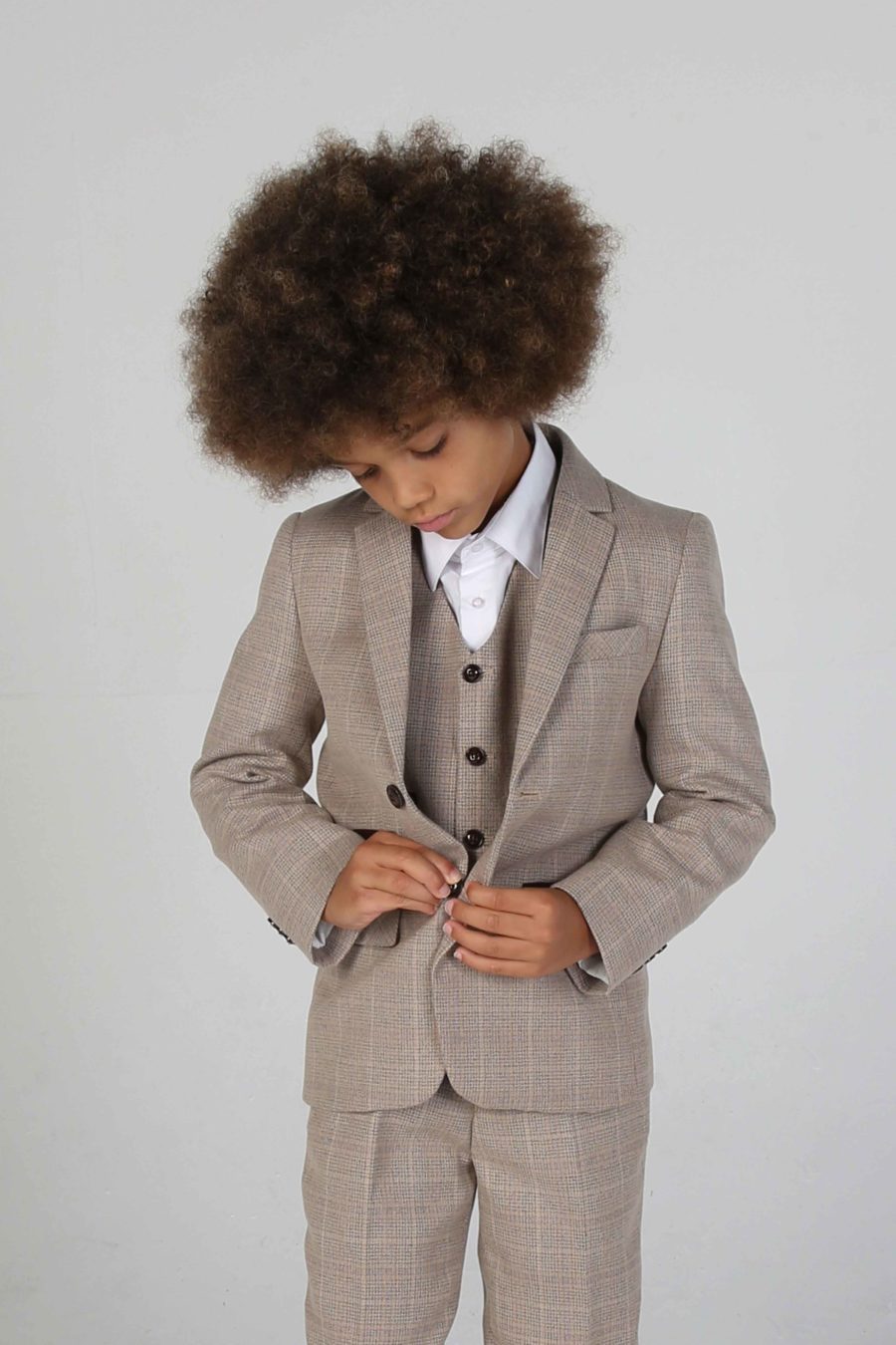 Holland Beige Tweed Suit by Paul Andrew
