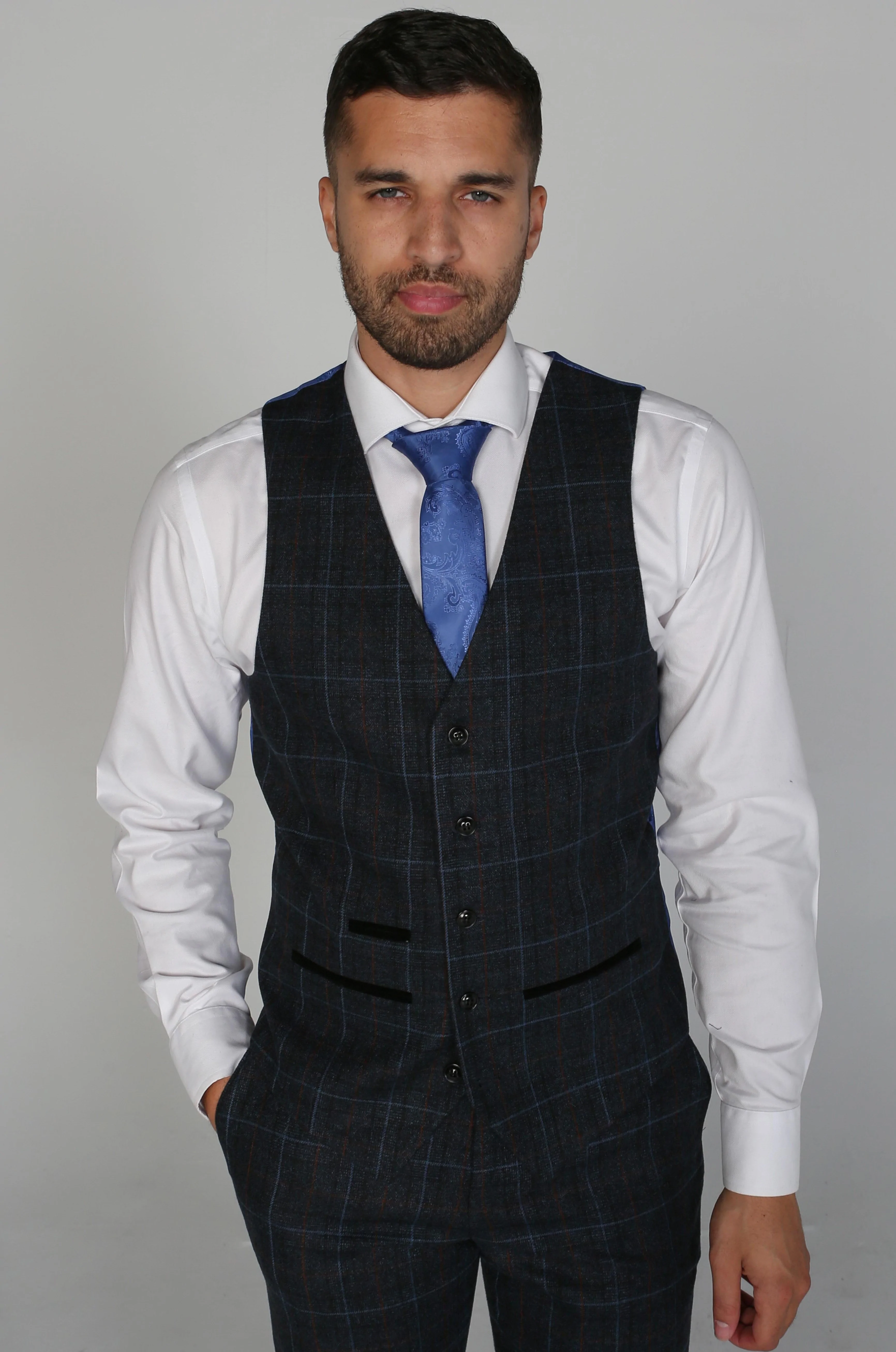 Harvey Navy Tweed Check Suit By Paul Andrew
