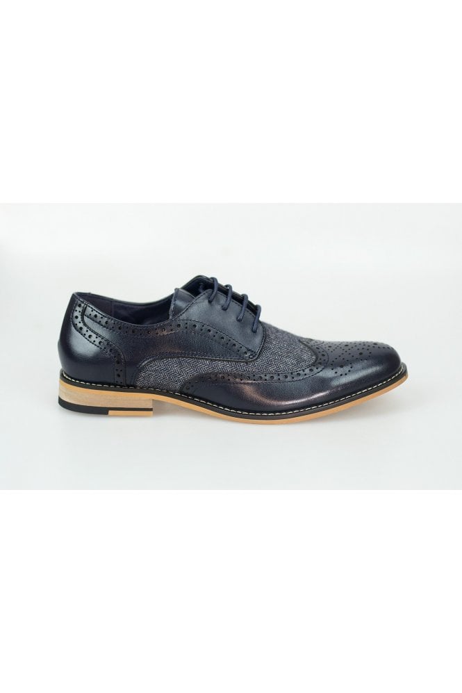 Men's Cavani Leather Oxford Tweed Brogues Smart Dress Shoes Wedding Footwear 