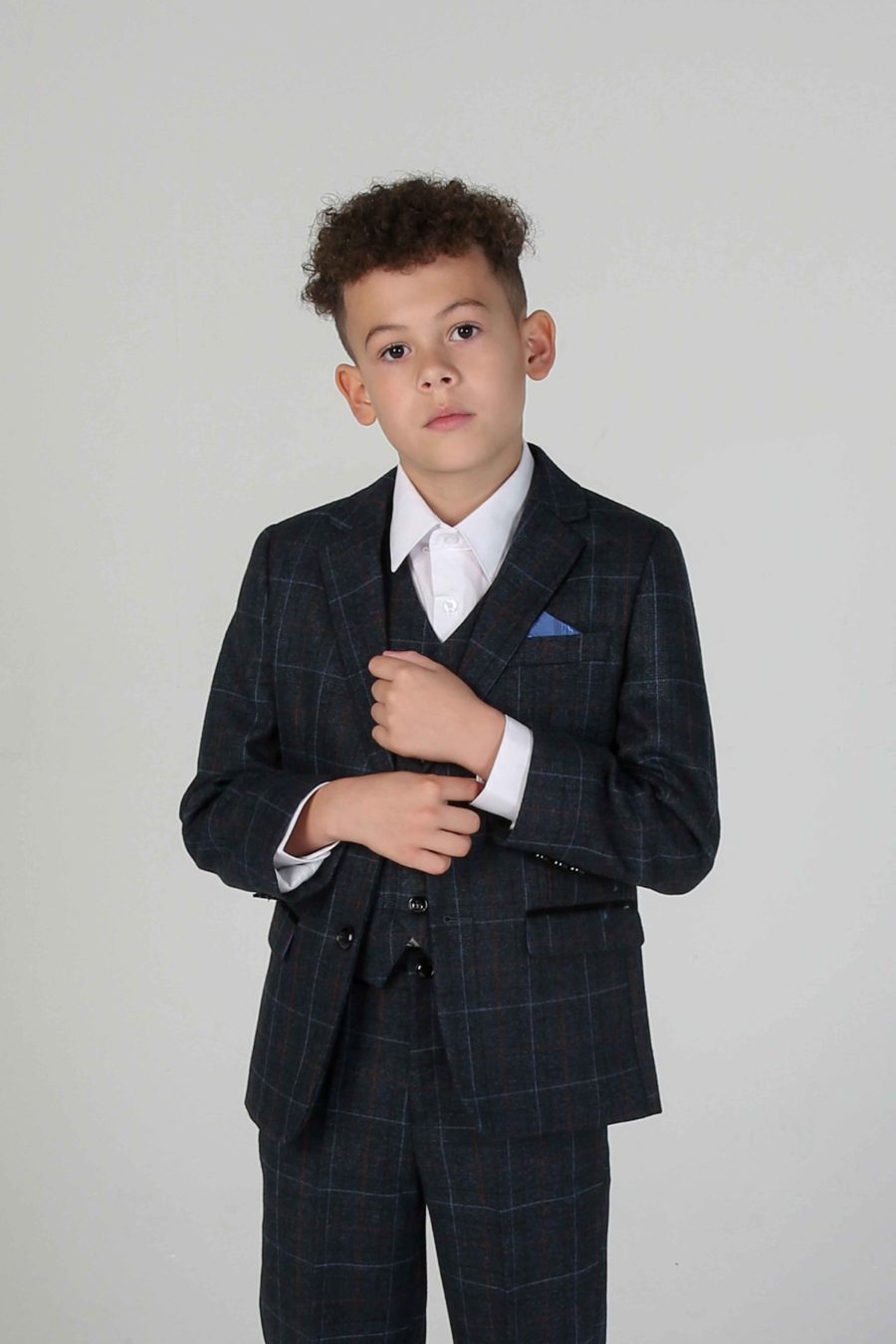 Harvey Navy Tweed Check Suit by Paul Andrew