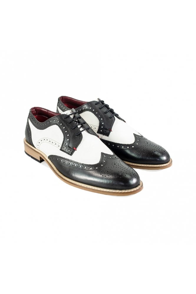 Gatsby Black/White Brogue Shoes by Cavani