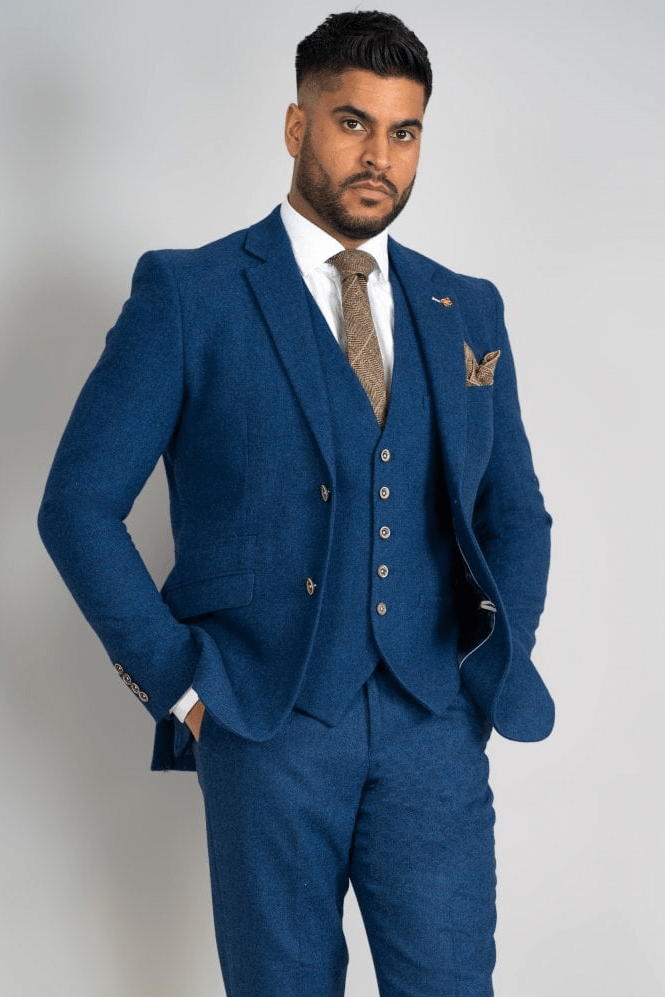 Orson Navy Blue Tweed Suit by Cavani