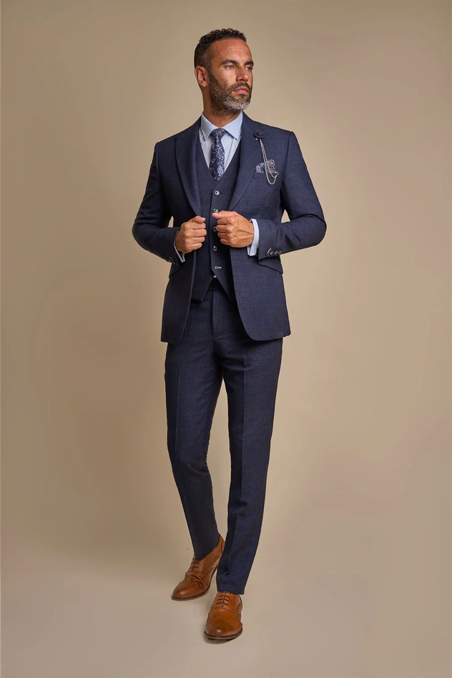 Caridi Navy Tweed Check Suit by Cavani
