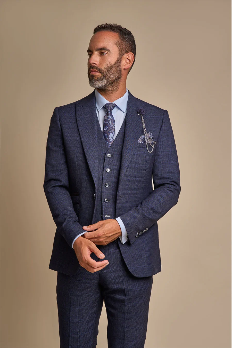 Caridi Navy Tweed Check Suit by Cavani