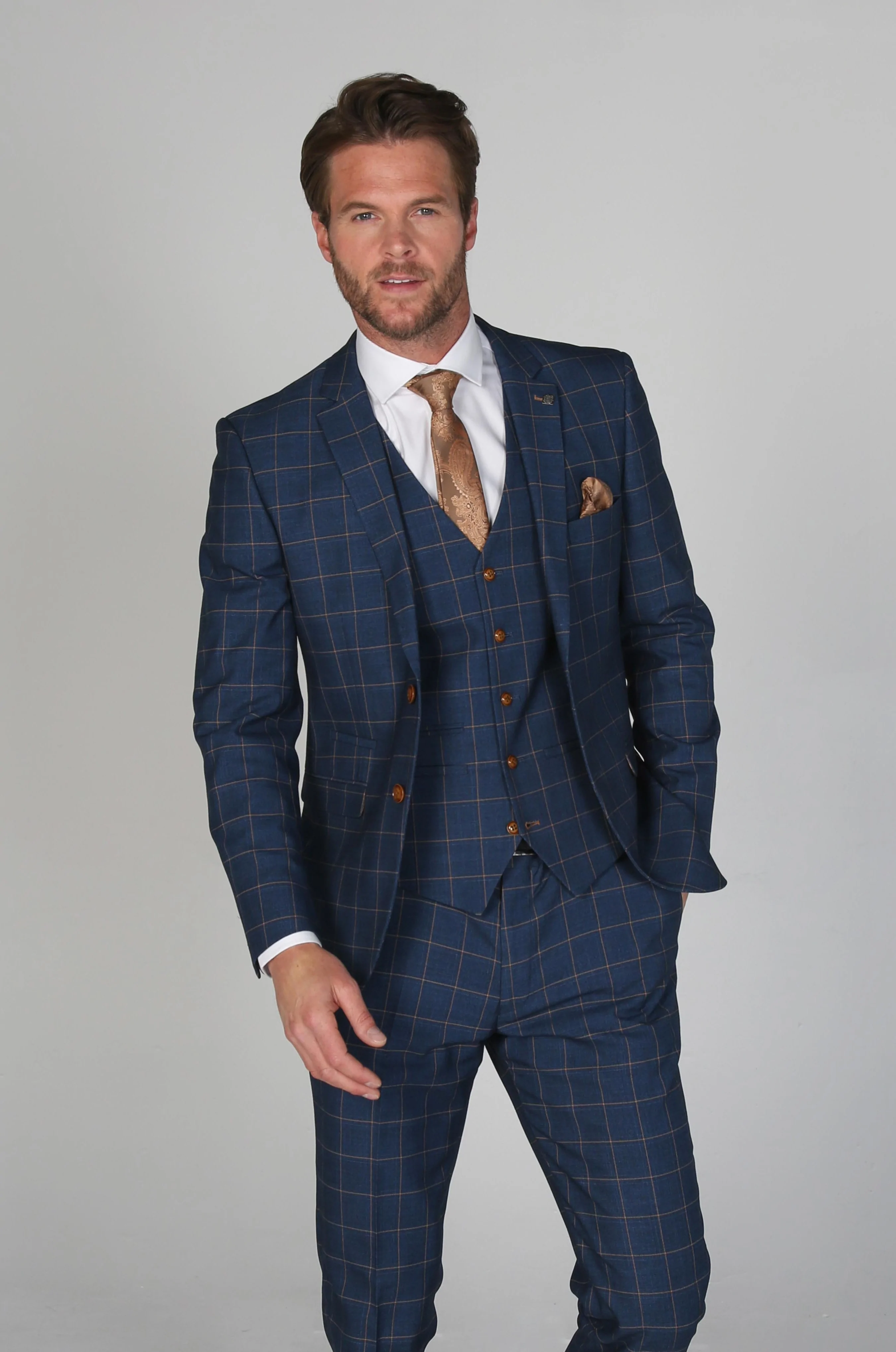 Hamleys Navy Check 3 Piece Suit By Paul