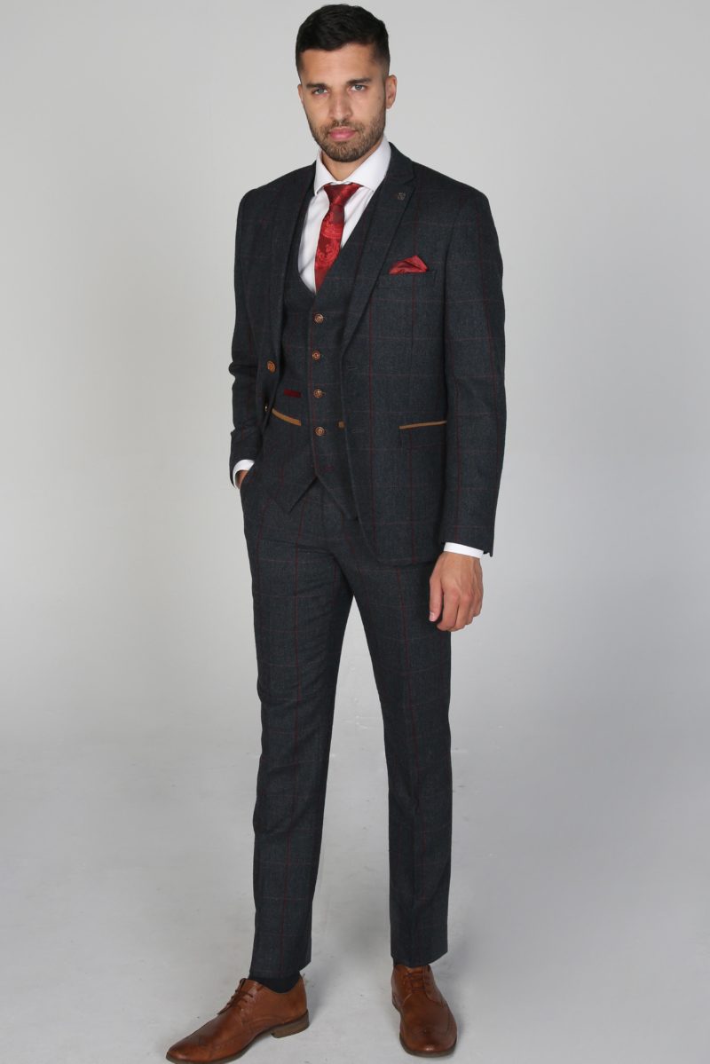 Madrid Navy Tweed Check Suit By Paul Andrew
