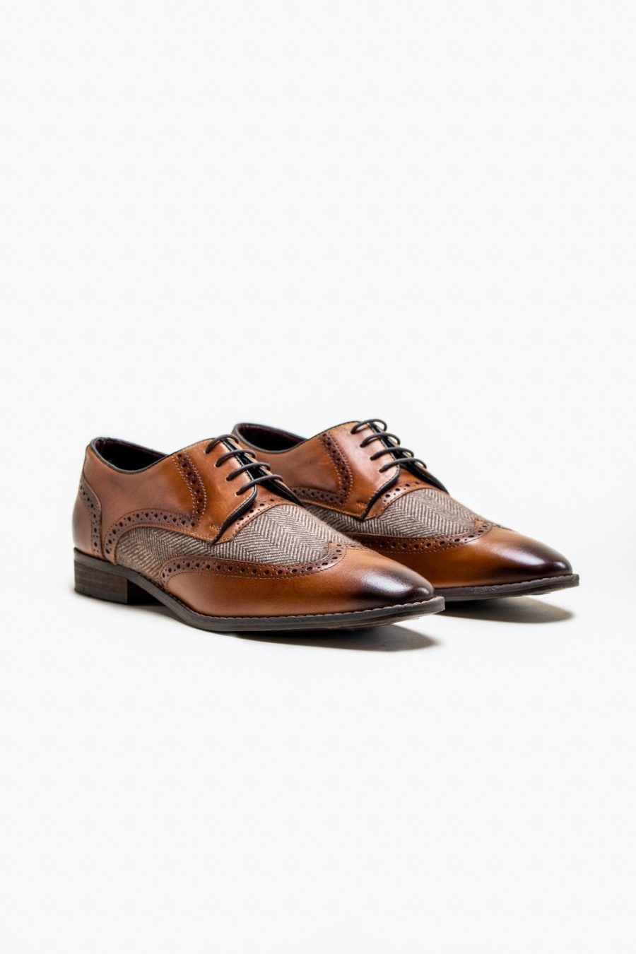 Faro Tan Tweed Brogue Shoes by Cavani