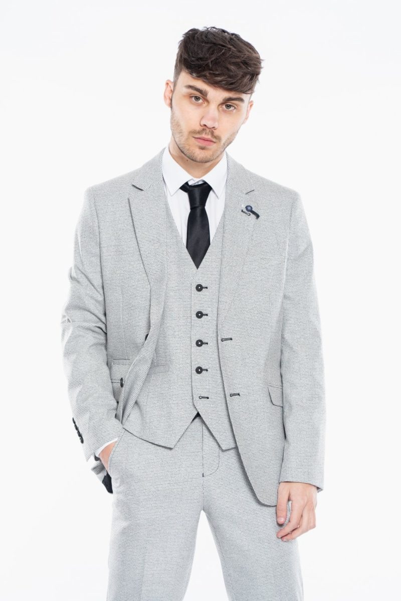 Kyoto Grey Tweed Herringbone Suit by Cavani