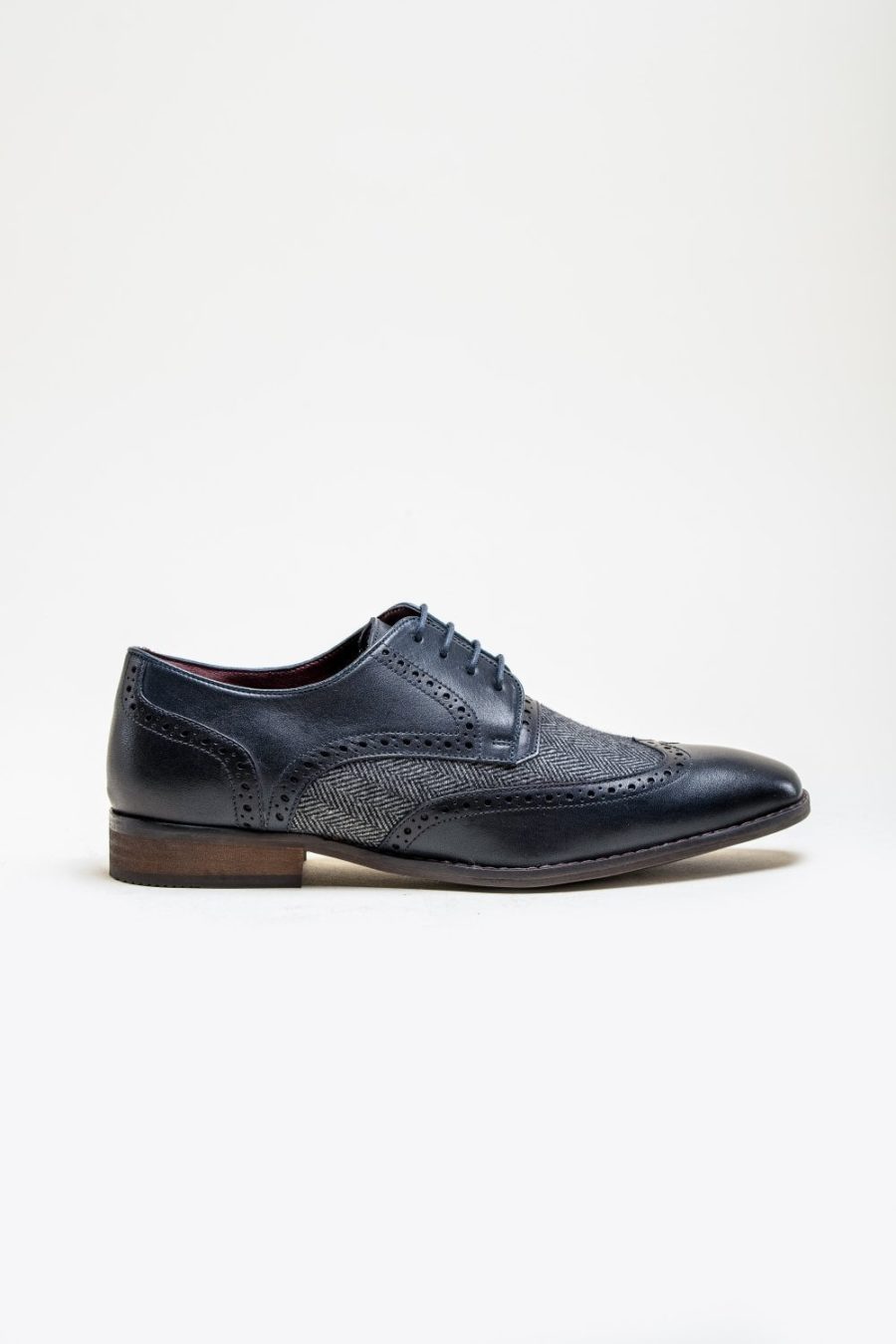 Faro Navy Tweed Brogue Shoes by Cavani