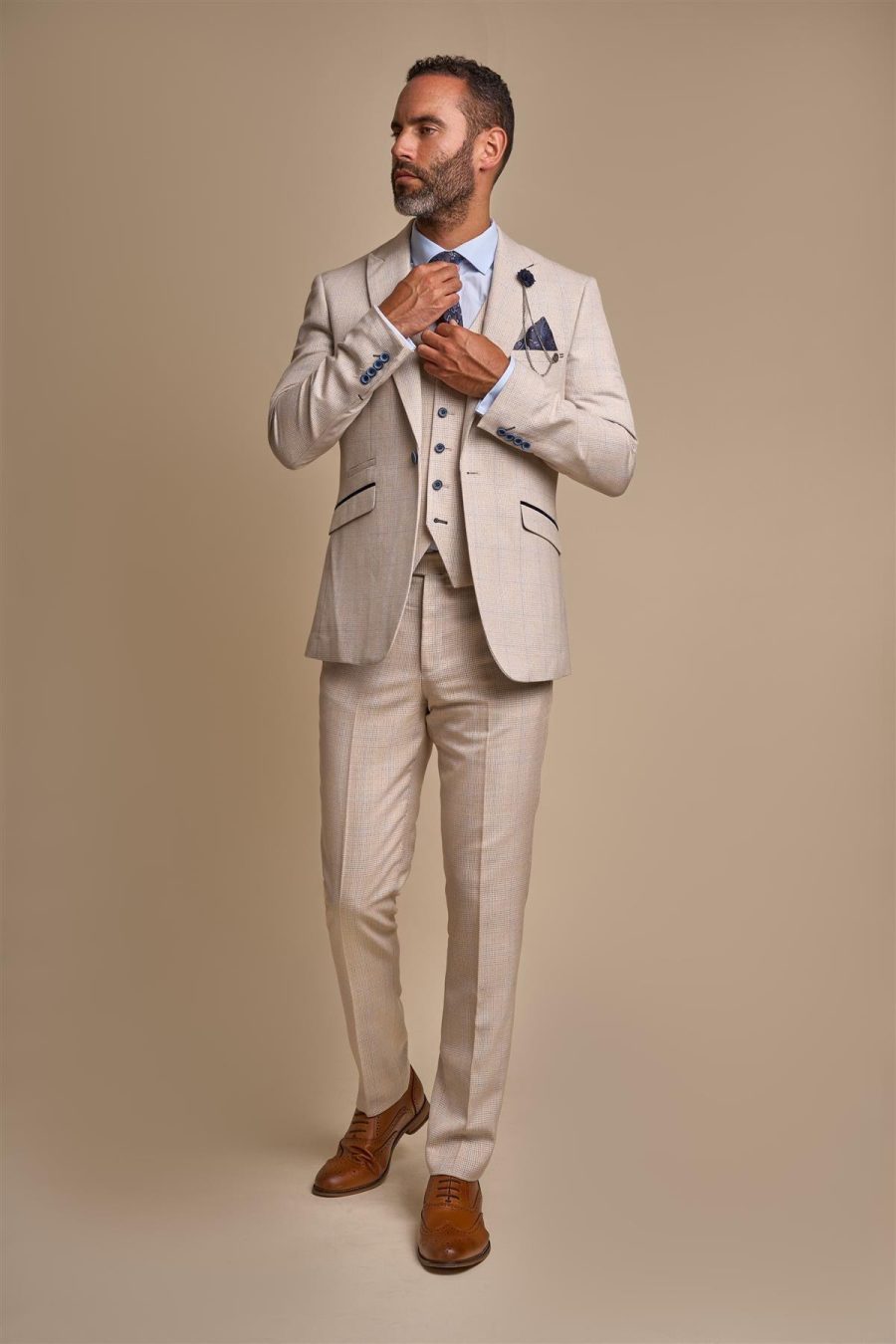 Caridi Beige Slim Fit Suit By Cavani