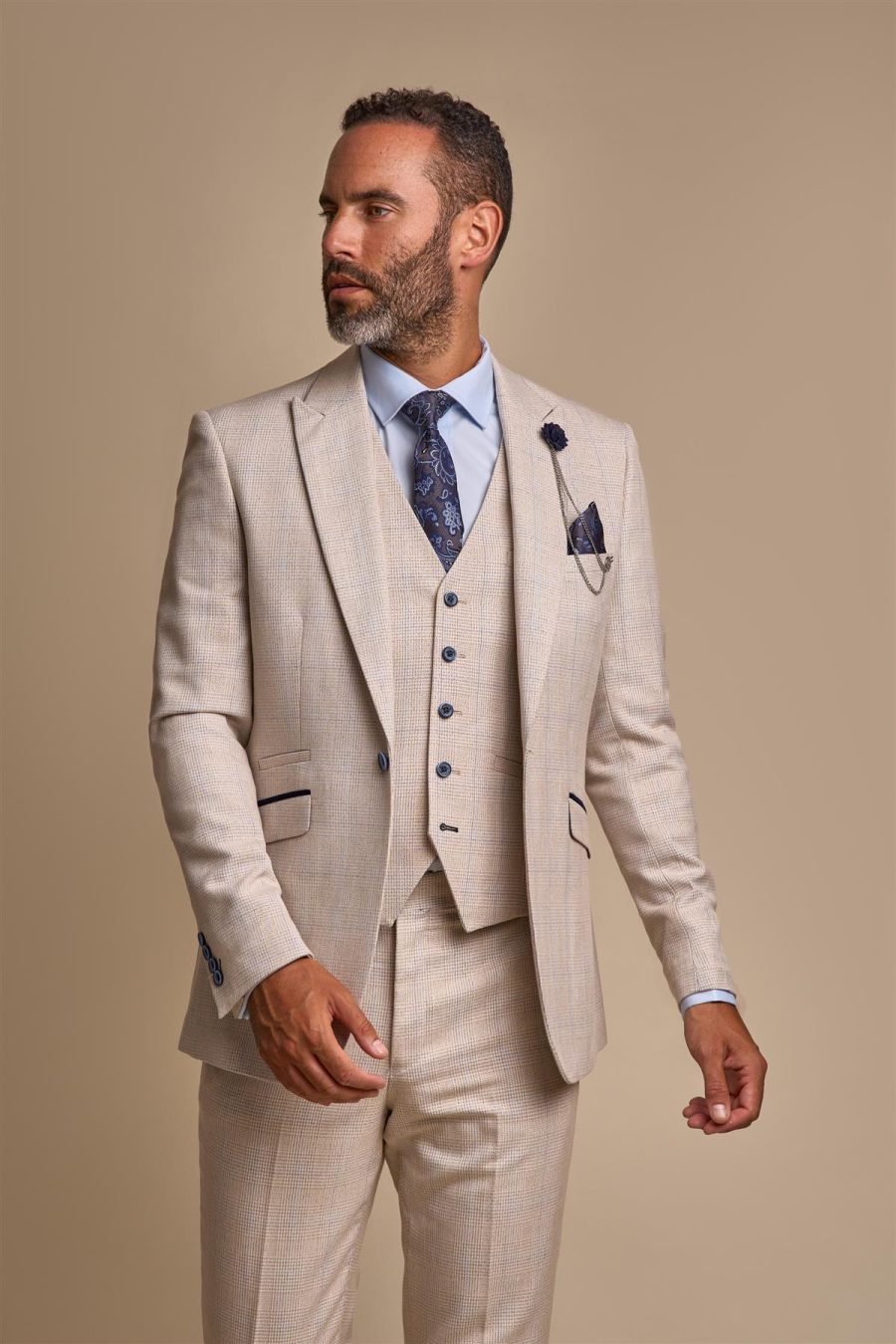 Caridi Beige Slim Fit Suit By Cavani