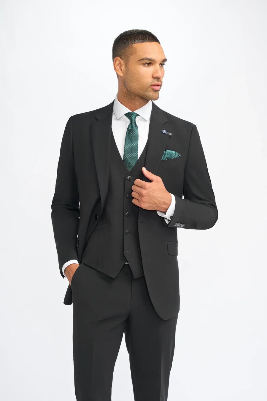 Malibu Black Three Piece Suit by Cavani