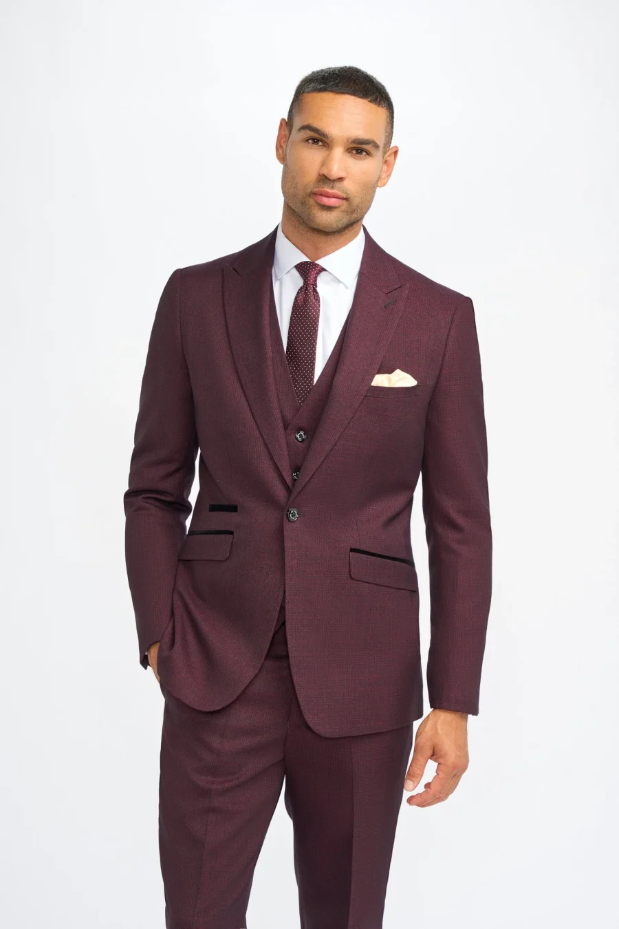 Caridi Wine Tweed Check Suit by Cavani