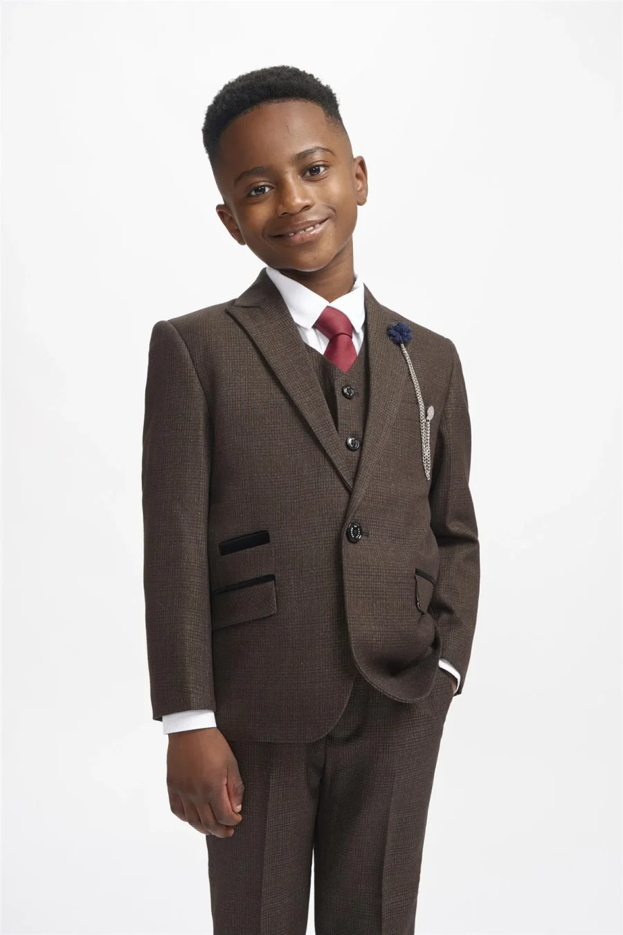 Boys Caridi Brown Boys Three Piece Suit by Cavani